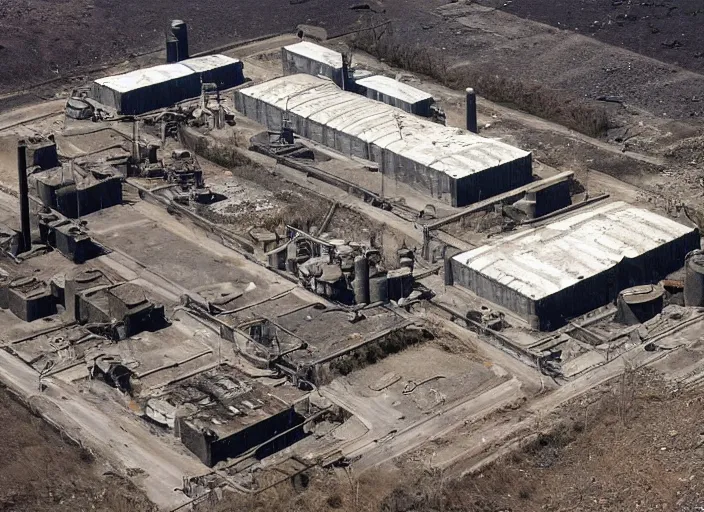 Image similar to this old nuclear power station seems to have been abandoned recently with haste as it is still operating automatically. there are many small piles of barrels marked with the radioactive sign. the place appears to be clear from scavengers at first glance but there may be traps inside set by the leaving operators.