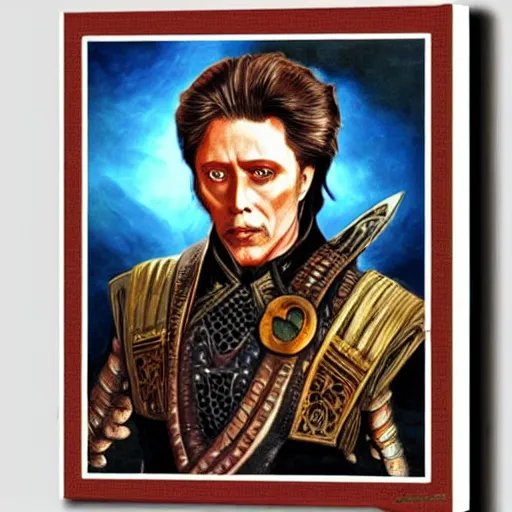 Prompt: an art nouveau portrait of Christoph Walken as a Klingon Warrior, award winning, dramatic