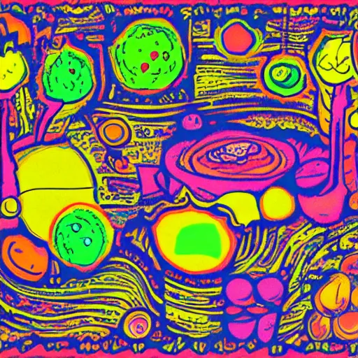 psychedelic trippy couch in forest with vegetable | Stable Diffusion ...