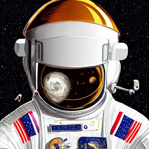 Image similar to victorian astronaut explores space, digital art, highly detailed, high quality, high resolution