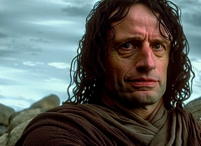 Image similar to film still of bernie sanders as aragorn in lord of the rings movie, 8 k