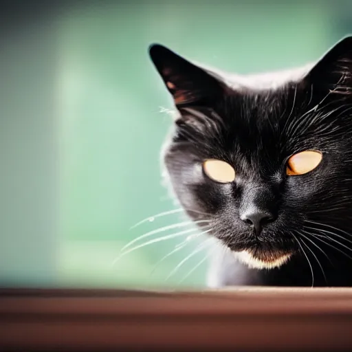 Image similar to am award winning photo of a cute black catsleeping inside of a jar