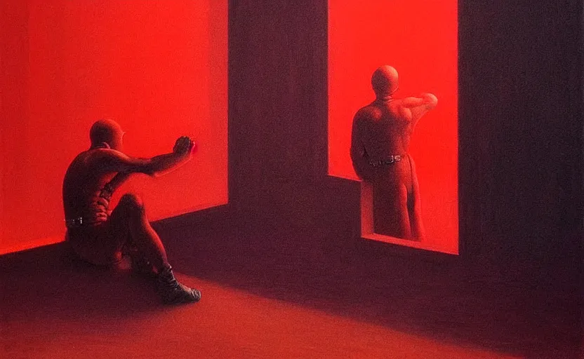 Image similar to only with red, death of soviet red army communism, in the style of beksinski, parts by edward hopper, parts by rodcenko, parts by yue minjun, intricate and epic composition, red by caravaggio, insanely quality, highly detailed, masterpiece, red light, artstation