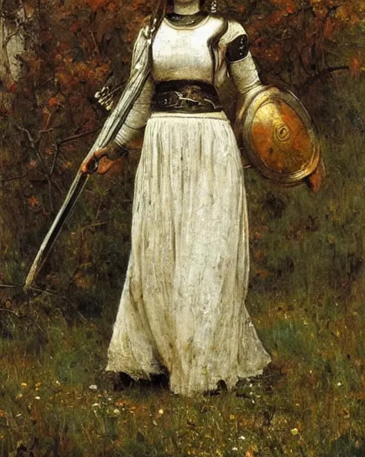 Image similar to a beautiful and strong female warrior by Boris Valejo and Laura Sava and Jules Bastien-Lepage