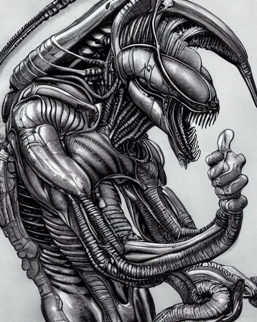 Image similar to alien xenomorph by Yoshitaka Amano