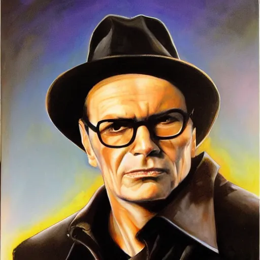 Prompt: julie bell portrait of ennio morricone