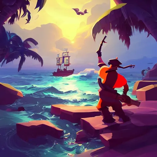 Image similar to painting treasure on sea of thieves game smooth median photoshop filter cutout vector, behance hd by jesper ejsing, by rhads, makoto shinkai and lois van baarle, ilya kuvshinov, rossdraws global illumination