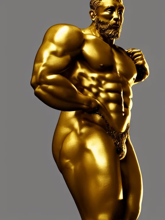 Image similar to stylized gold and black statue made of marble of hercules, full body, hyper realistic, hyper detailed, by johannen voss, by michelangelo, octane render, blender, 8 k