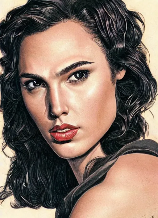 Prompt: portrait of gal gadot by clyde caldwell