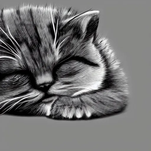 Prompt: cute cat sleeping, high quality, award winning, digital art