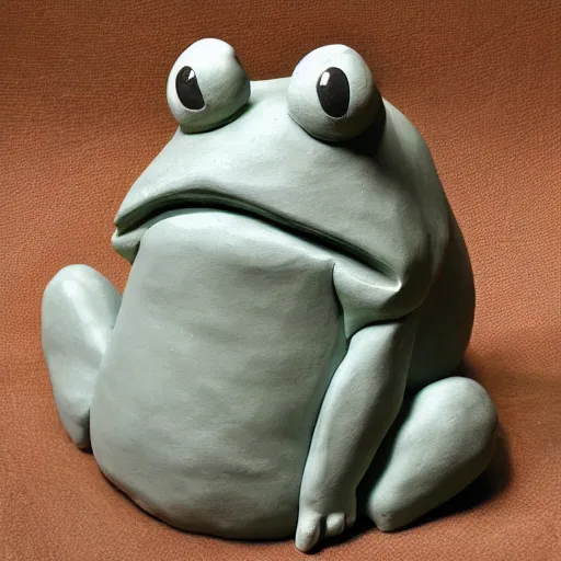 Prompt: clay sculpture of frog