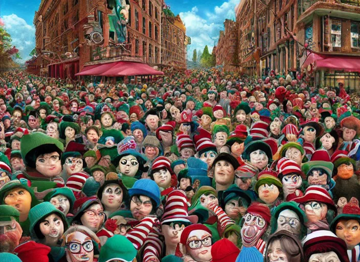 Image similar to where is waldo digital art, lowbrow, matte painting, 3 - d highly detailed, in the style of mark ryden,