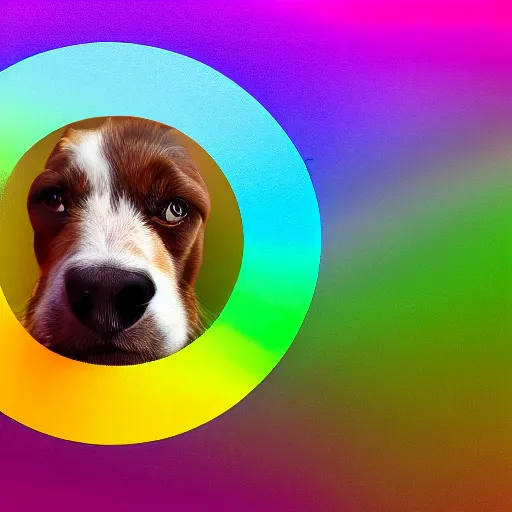 Prompt: dog on a rainbow barroque style 4k