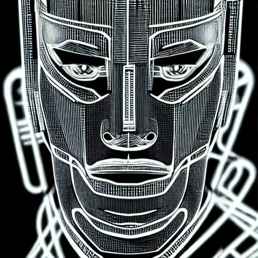 Image similar to close up cyberborg face, intricate, veins, by Hugo pratt, ultradetailed