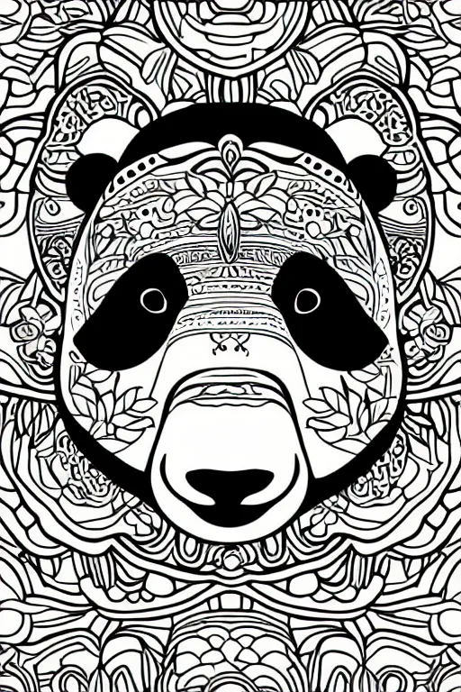 Image similar to minimalist boho style art of a colorful panda, illustration, vector art