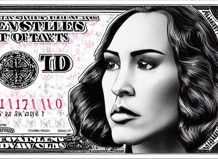 Image similar to reylo kissing, dollar bill