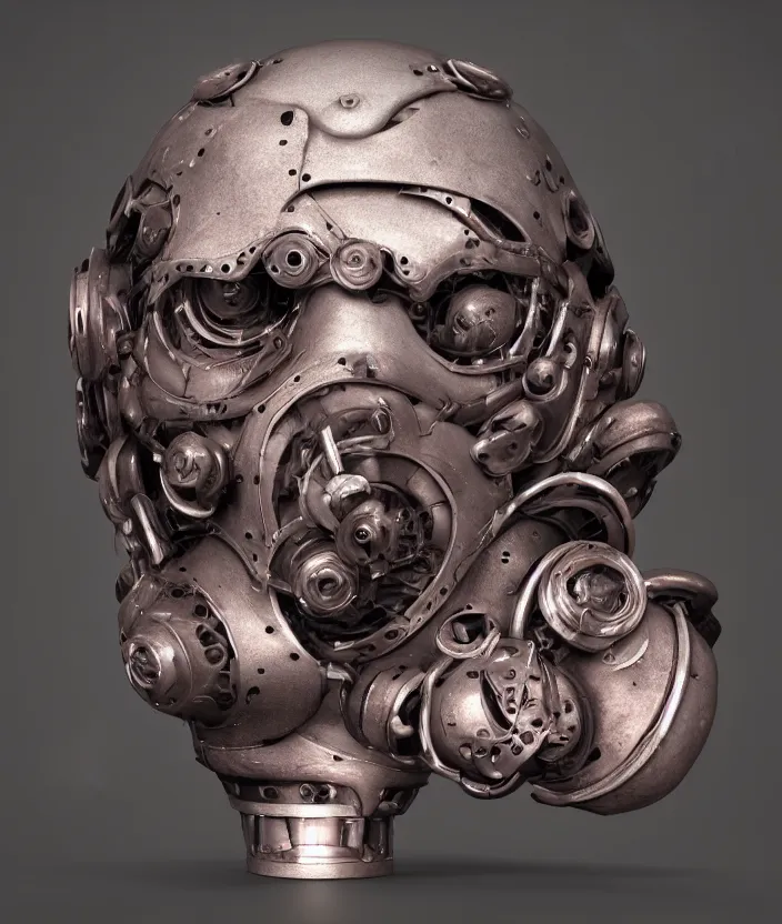 Image similar to Steampank biomechanical face mask, octane render, cinematic, highly detailded