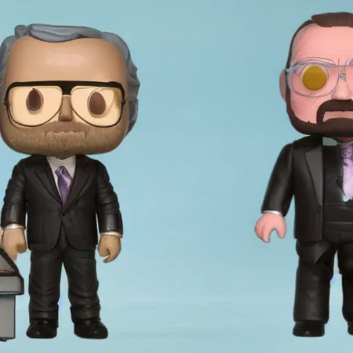 Prompt: Saul Goodman Selling Walter White Funko Pops Highly Detailed