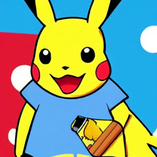 Image similar to photograph of pikachu smoking a blunt, pickachu smoking, smoking blunt, pickachu hitting that loud