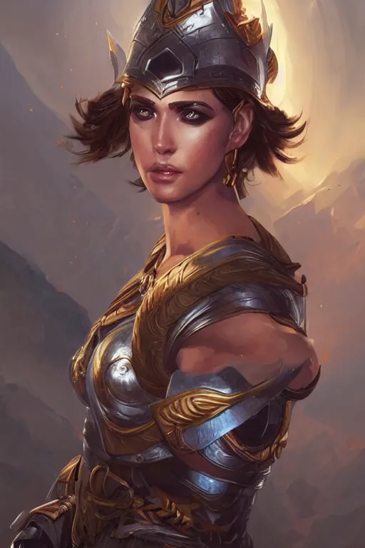 Image similar to amazon valkyrie athena, d & d, fantasy, portrait, highly detailed, headshot, digital painting, trending on artstation, concept art, sharp focus, illustration, art by artgerm and greg rutkowski and magali villeneuve