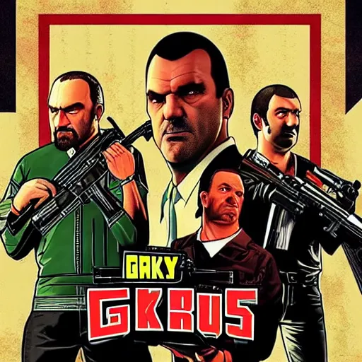 Prompt: belarus gta 5 loading screen poster