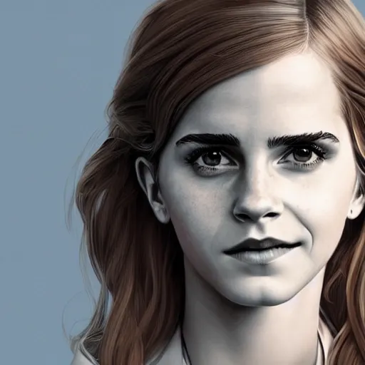 Image similar to highly detailed illustration, character portrait of Emma Watson as an animated Pixar character, digital art by Mark Simonetti and Moebius 4k, 8k, HD