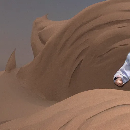 Prompt: photorealistic face Joe Biden as a mask over a dune sandworm with body; photograph, cgi 4k