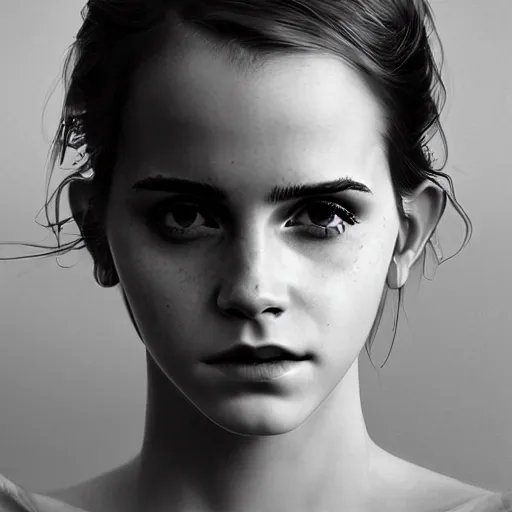 Prompt: emma watson the portrait of an absurdly beautiful, graceful, sophisticated, fashionable gynoid gravure idol, an ultrafine hyperdetailed illustration by kim jung gi, irakli nadar, intricate linework,, porcelain skin, unreal engine 5 highly rendered, global illumination, radiant light, detailed and intricate environment