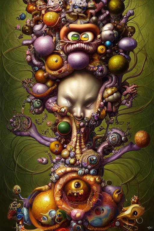 Image similar to hyper - maximalist overdetailed painting by naoto hattori. artstation. deviantart. cgsociety. inspired by hieranonymus bosch and heidi taillefer. surrealism infused lowbrow style. hyperdetailed high resolution render by binx. ly in discodiffusion. dreamlike polished render by machine. delusions. sharp focus.