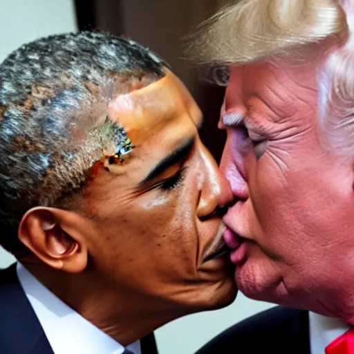 Prompt: obama kissing donald trump, 4k photo, detailed, closeup