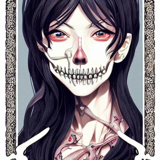 Image similar to anime manga skull portrait young woman skeleton, bugs bunny, intricate, elegant, highly detailed, digital art, ffffound, art by JC Leyendecker and sachin teng