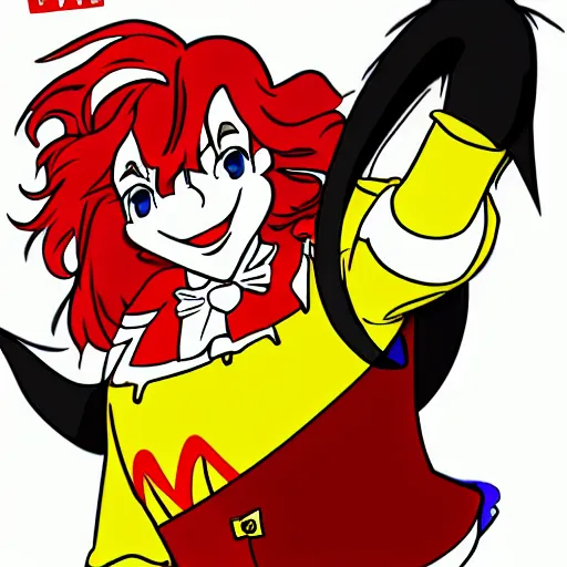 Image similar to ronald mcdonald anime character