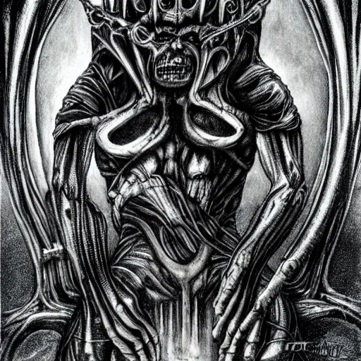 Prompt: hr giger version of the incredible hulk, dark, foreboding, trapped, scary, twisted, locked in, stylish, gothic, medieval, classic