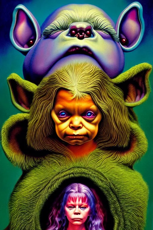 Image similar to a hyperrealistic painting of evil version of the never ending story, cinematic thriller by chris cunningham, lisa frank, richard corben, highly detailed, vivid color,