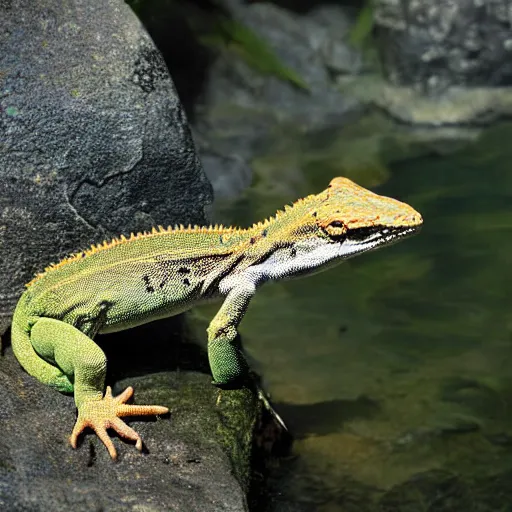 Image similar to anthro lizard sitting in water, photograph captured at oregon hotsprings