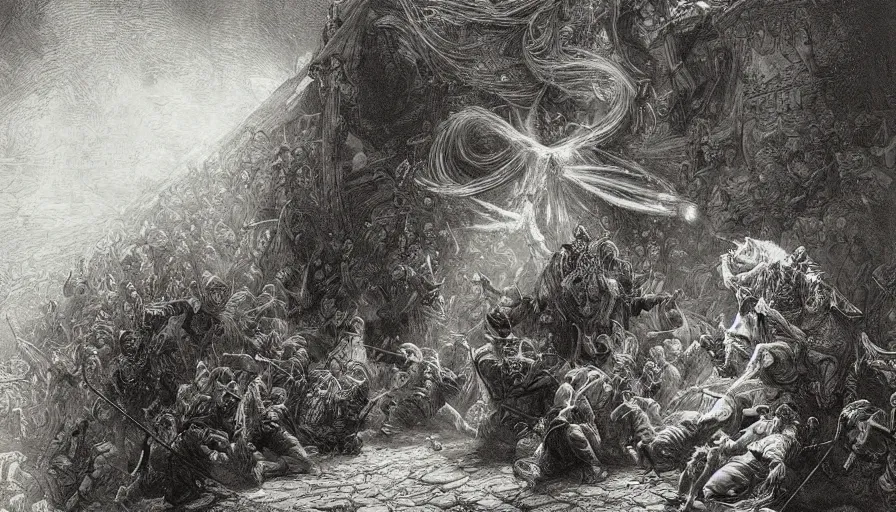 Prompt: big opened book, open book page, don quixote leave the book, cinematic romantic magical masterpiece, by gene wolfe, highly detailed painting by gustave dore