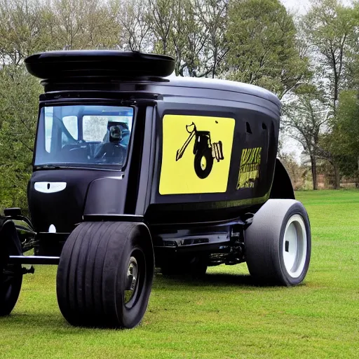 Image similar to The fartomobile, fart powered black tractor with toilet seat and skull