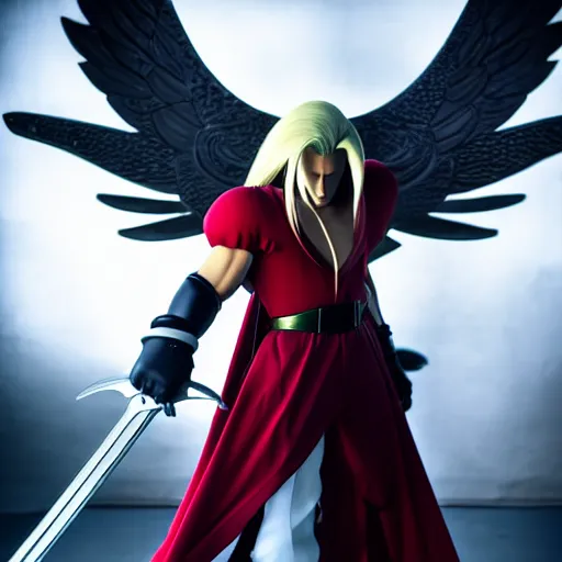 Image similar to super mario as sephiroth, highly detailed, extremely high quality, hd, 4 k, 8 k, canon 3 0 0 mm, professional photographer, 4 0 mp, lifelike, top - rated, award winning, realistic, detailed lighting, detailed shadows, sharp, no blur, edited, corrected, trending