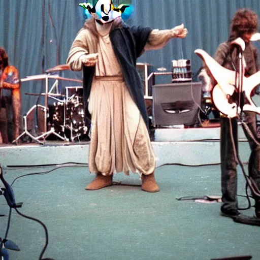 Image similar to yoda performing at woodstock