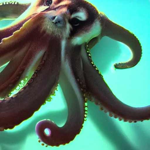 Image similar to photo of an octopus that looks like a raccoon