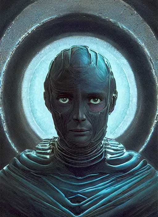 Image similar to artstation concept of paul atreides as Dune concept art, translucent skin, bio skin, blue eyes, symmetrical face, fantasy science, science background, sci-fi, hyperdetailed, artstation trending, world renowned artists, worth1000.com, historic artworks society, antique renewel, cgsociety, by greg rutkowski, by Gustave Dore, Deviantart