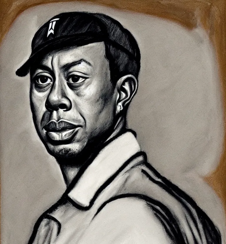 Prompt: tiger woods portrait by el greco.