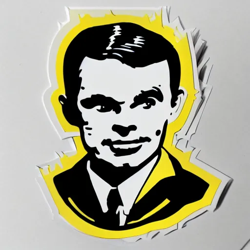 Image similar to individual die cut sticker alan turing silk screen butcher billy style