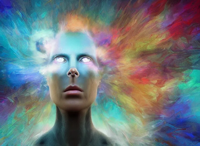 Image similar to an epic concept surreal masterpiece... inside the head of bob lazer, muted colors, digital art