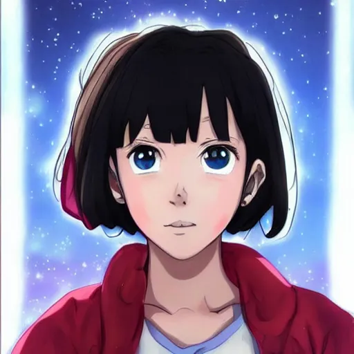 Image similar to epic anime portrait of millie bobby brown