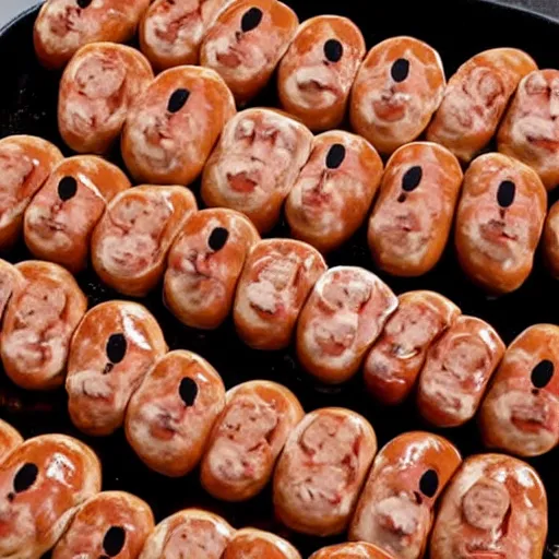 Image similar to a face made of sausages, melting