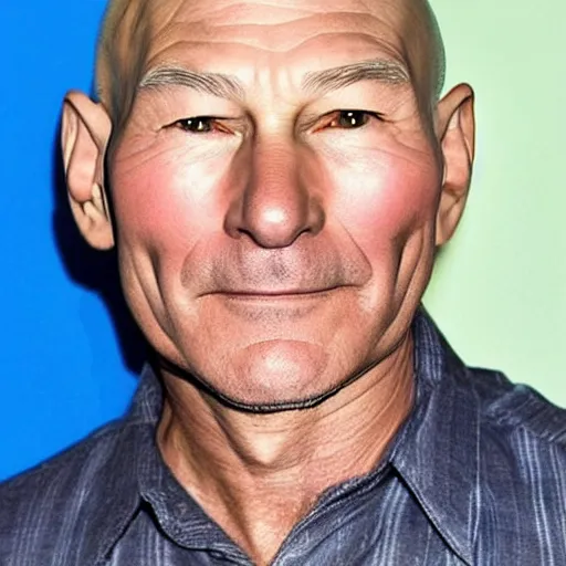 Image similar to photo of patrick stewart next to spongebob