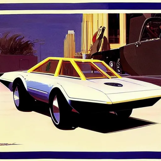 Prompt: concept art for a unicycle car, painted by syd mead, high quality