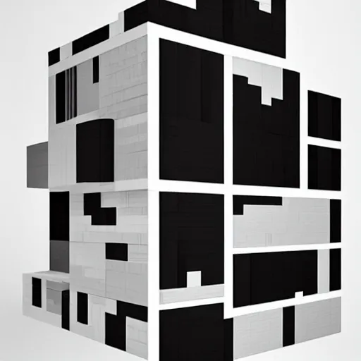 Image similar to blocky architecture abstraction depthcore detailed bauhaus by the designers republic, warp records