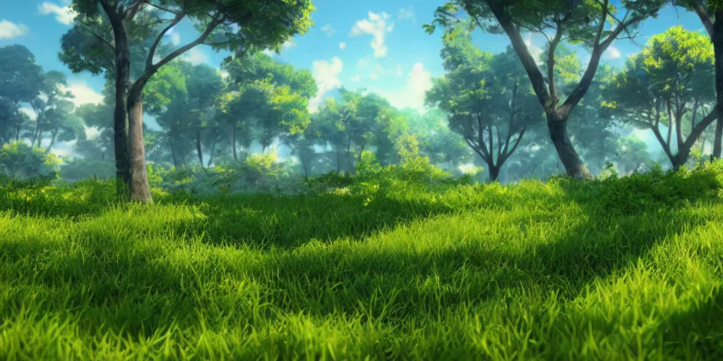 Image similar to beautiful 3 d nature environment from genshin impact, ingame rendering, cell shaded, screenshot, beautiful colors, 8 k, detailed, award winning, unreal engine 5, stylized, popular on artstation, anime style, nostalgic